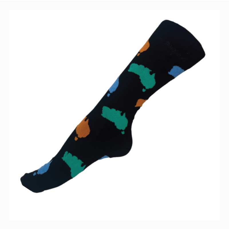 socks australian map black womens